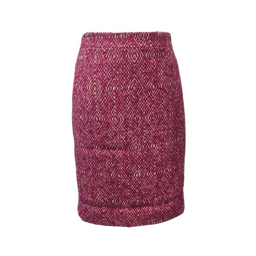 J.Crew No. 2 Pencil Skirt Magenta Pink Wool Blend Diamond Boucle Size 0 24607